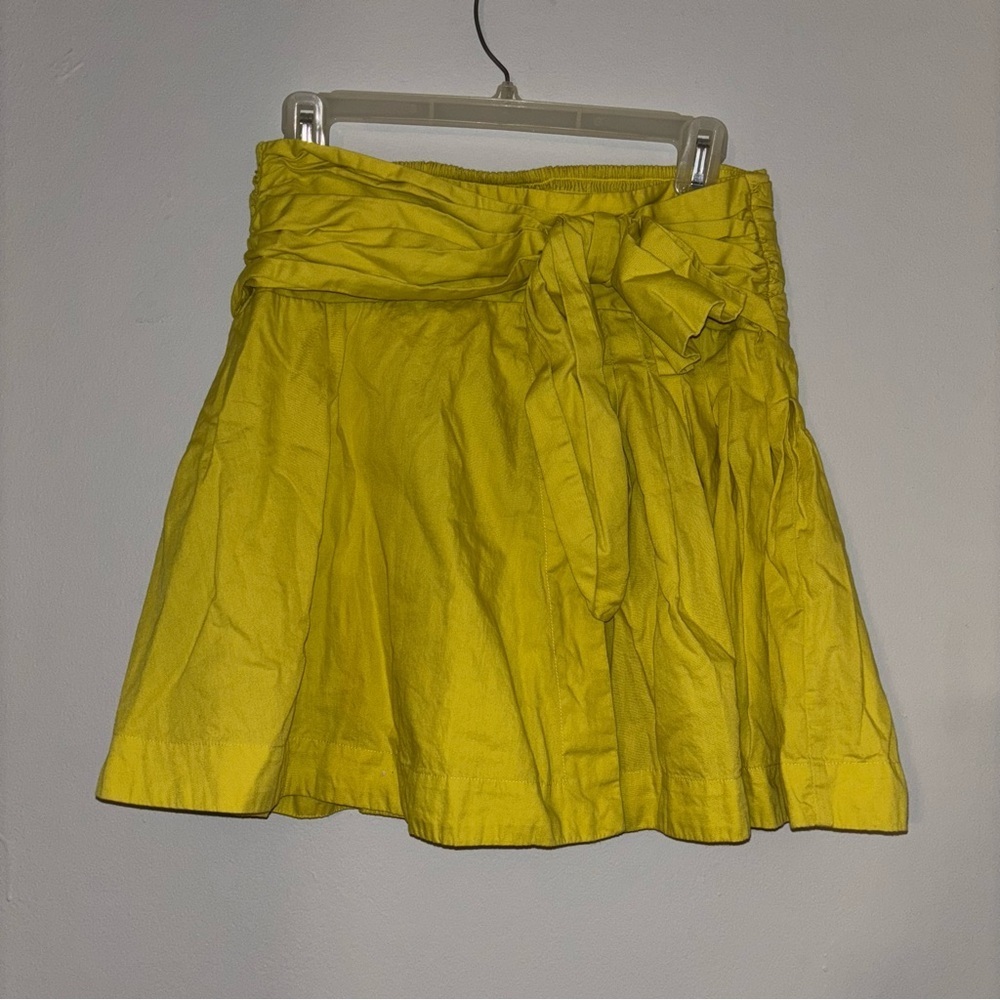 Maeve by Anthropologie Lime Green Cotton Poplin Bow Tie Mini Skirt